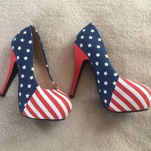 NEW American flag high heel shoes